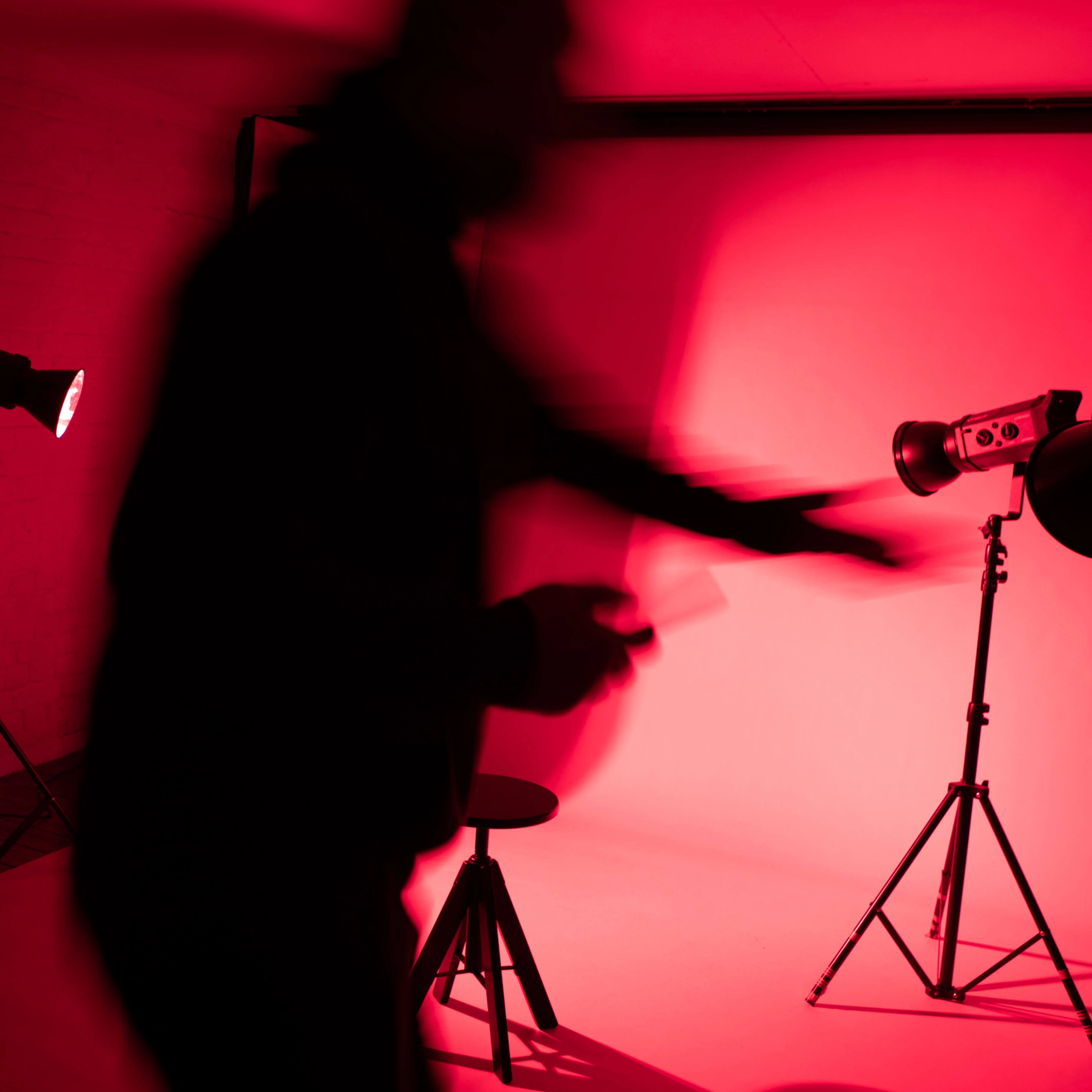 A young model in the studio lighting