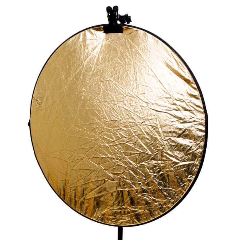 Silver & gold reflector on stand